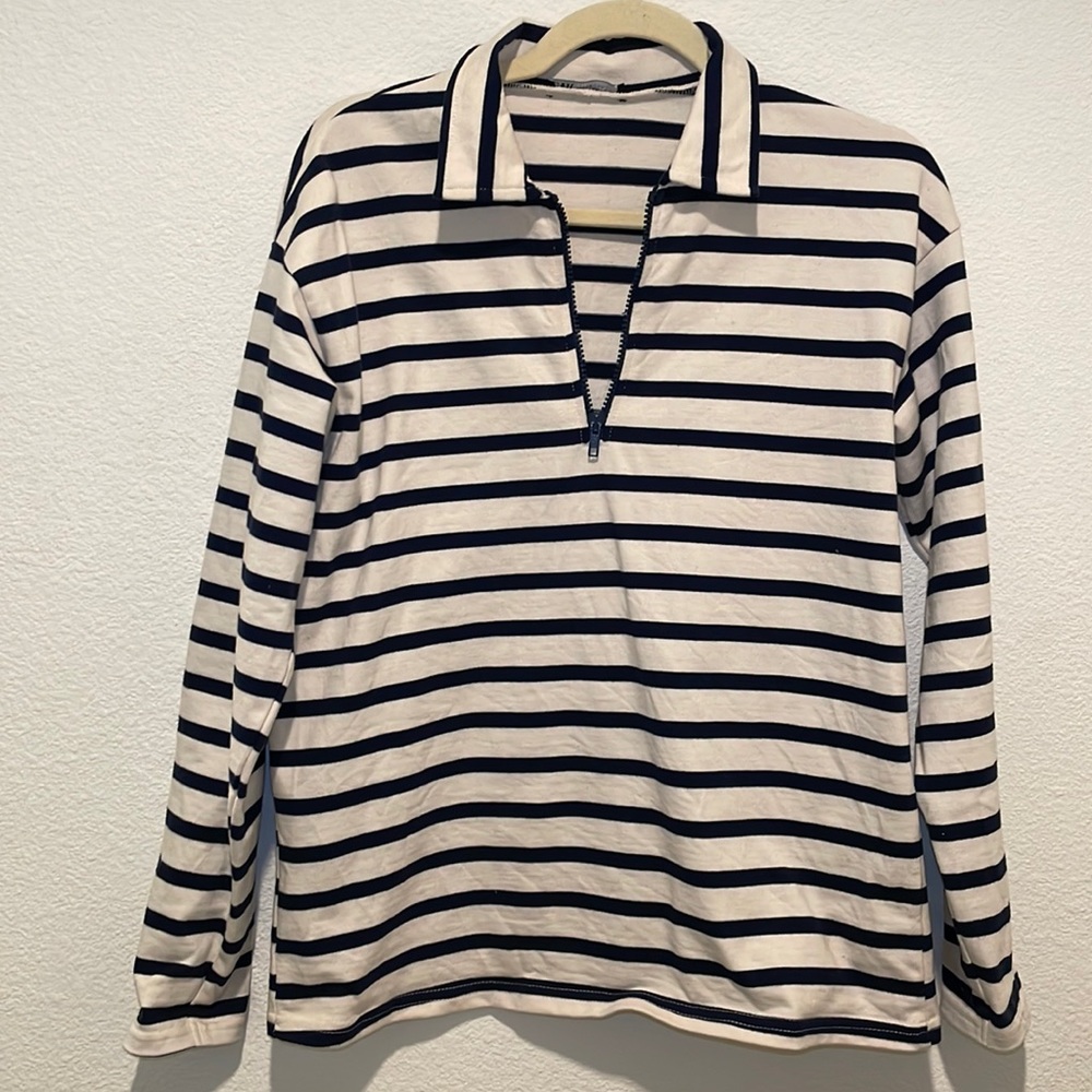 Zara stripped zip up long sleeve ❤️